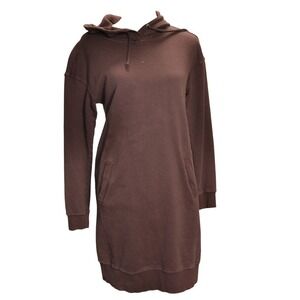 Toad & Co Women's Brown Organic Cotton Hemp Longline Hoodie Dress Sweatshirt S